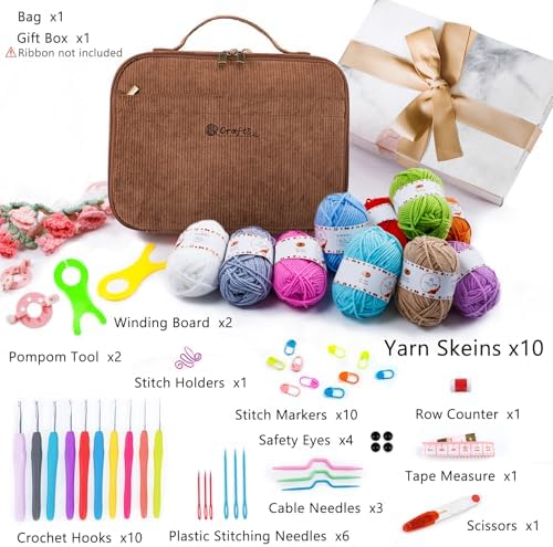 MYBAGZING Crochet Kit for Beginners,Yarn Starter Kit w/Hooks & Storage Bag - Image 2