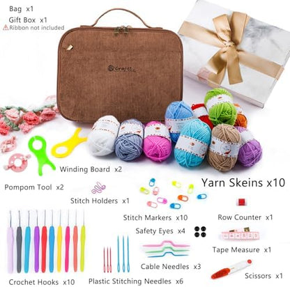 MYBAGZING Crochet Kit for Beginners,Yarn Starter Kit w/Hooks & Storage Bag - Image 2