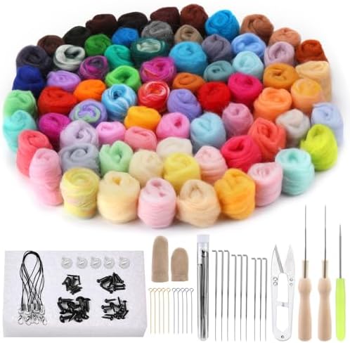 IMZAY Needle Felting Kit, 72 Colors Felting Wool Kit Wool Roving by Imzay