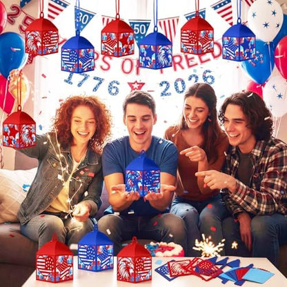Maitys 16 Sets 4th of July Patriotic Paper Lantern Suncatcher Craft Kits - Image 2