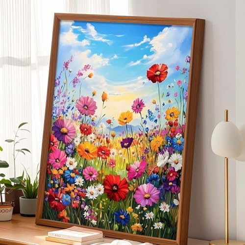 Alptiny Wild Flowers Paint by Numbers Kit for Adults Beginner, Colorful Floral Landscape Paint by Number Kits on Canvas, DIY Flower Oil Painting Kit for Relaxation & Home Decor, 16x20 Inch - Image 2