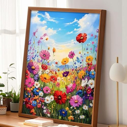 Alptiny Wild Flowers Paint by Numbers Kit for Adults Beginner, Colorful Floral Landscape Paint by Number Kits on Canvas, DIY Flower Oil Painting Kit for Relaxation & Home Decor, 16x20 Inch - Image 2