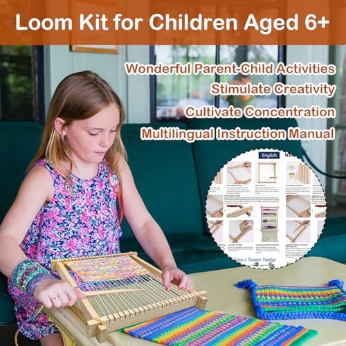 LYKTRIX Weaving Loom for Kids Age 6-12,Small Wooden Weaving Loom Kit,Suitable for Beginners and Children, 9 * 11 inch Knitting Loom Kit Includes Instructions and Enough Yarn 28×24cm - Image 3