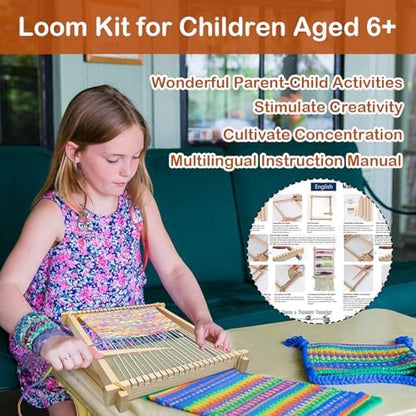 LYKTRIX Weaving Loom for Kids Age 6-12,Small Wooden Weaving Loom Kit,Suitable for Beginners and Children, 9 * 11 inch Knitting Loom Kit Includes Instructions and Enough Yarn 28×24cm - Image 3