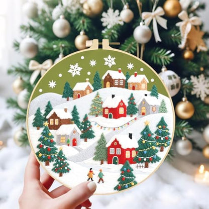 ORIGACH 4 Pcs Christmas Winter Town Embroidery Kit for Beginner - Image 7