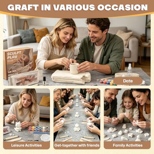 Air Dry Clay Kit for Adults, Complete Pottery Set for Beginners with Tools, Handmade Art Gifts for Women Men - Image 6