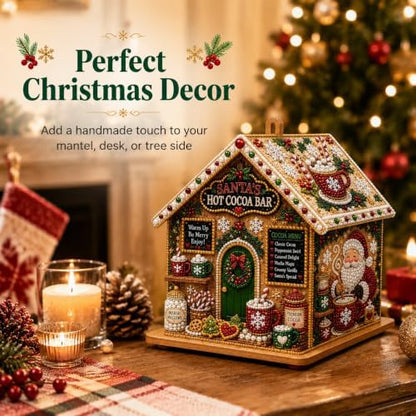 3D Christmas Wooden House Pearl Diamond Painting Kits for Adults, Beginners - Image 4