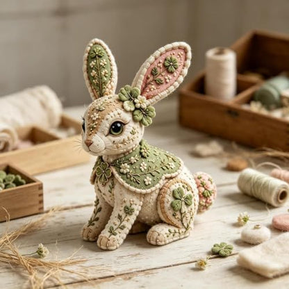 Woodland Friends DIY Felt Patchwork Kit, Pastoral Wild Creatures Handicraft Activity, Textile Hobby, DIY Fabric Animal, Unique Roseate Doll Ornament (Rabbit) by Unknown