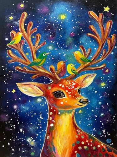 Diamond Art Kits for Adults,Xmas Deer Diamond Art Painting Kits for Adults by croshom