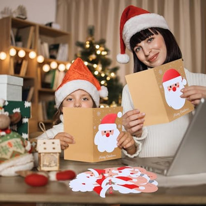 Dispowreath 48 Pcs DIY Christmas Card Making Kits with Envelopes DIY Christmas Craft Make Your Own Santa Claus Greeting Card Making Supplies for Holiday Xmas Party Decoration Favor - Image 6