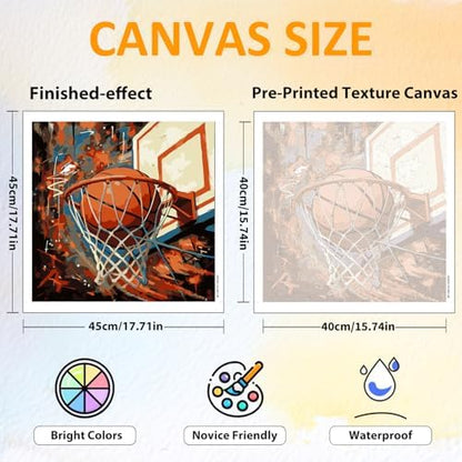 CRZMODE Basketball Paint by Numbers Kit for Adults,Basketball Paint by Numbers for Adults, Acrylic Painting Crafts for Home Decor Gift (16x16inch) - Image 2
