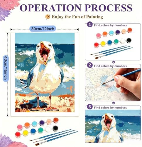 BYGFHLYW Funny Seagull Beach Ocean Paint by Numbers Kit for Adults Canvas - Image 6