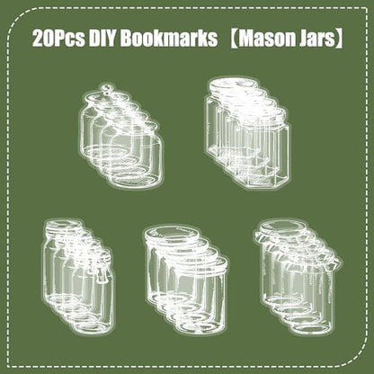 Large Size Transparent Dried Flower Bookmarks, 20 PCS Handmade DIY Flower Page Clips,World in Bottle-Making Stunning Herbarium(Mason Jars) - Image 3