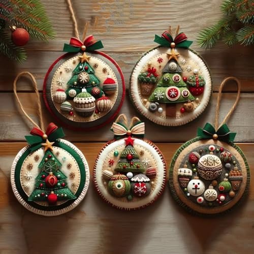 DIY Christmas Felt Patch Kit, Felt Christmas Ornaments, Craft Set with Pre-Cut Felts Sheets, Holiday Craft Kit for Family Fun, Beginner-Friendly, Handmade Xmas Decorations for Tree & Home (#F) - Image 3