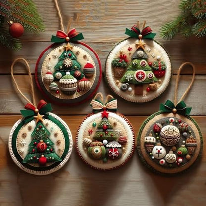 DIY Christmas Felt Patch Kit, Felt Christmas Ornaments, Craft Set with Pre-Cut Felts Sheets, Holiday Craft Kit for Family Fun, Beginner-Friendly, Handmade Xmas Decorations for Tree & Home (#F) - Image 3
