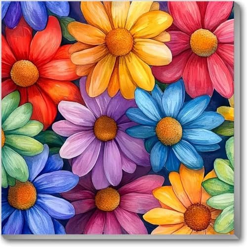Flower Paint by Numbers Kit for Adults, DIY Canvas Oil Painting 10x10In by TCDZMYGS