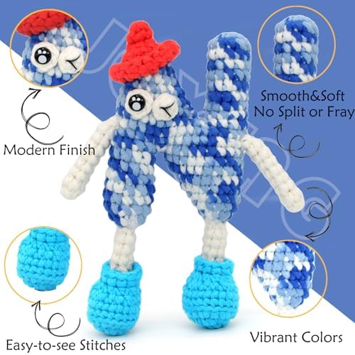 4 Pack Rainbow Beginner Crochet Yarn, Cotton-Nylon Blend, Easy-to-See Stitches, Blue Tone - Image 5