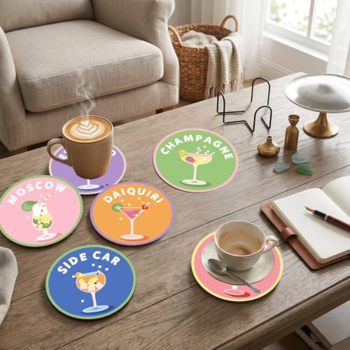 8 Pack Cocktail Paint by Numbers Kits Coasters with Holder Cork Pads - Image 3