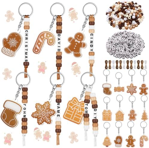 Landical 564 Pcs Christmas Gingerbread Keychain Making Kit Name Bead Craft by Landical