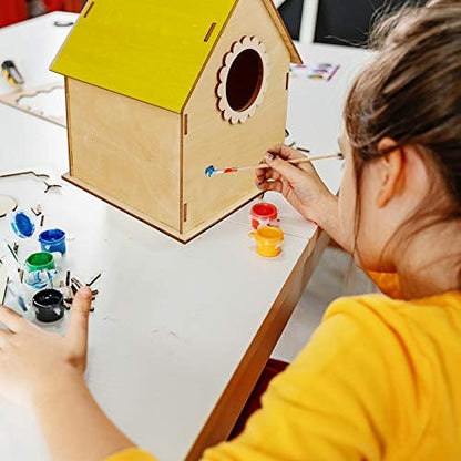 Glintoper Art Craft Wood Toys for Kids, 4 Pack DIY Bird House Kit Painting Puzzle DIY Wooden Assembly, Build and Paint Birdhouse, Include Paints & Brushes, Wooden Arts for Girls Boys Toddlers - Image 2