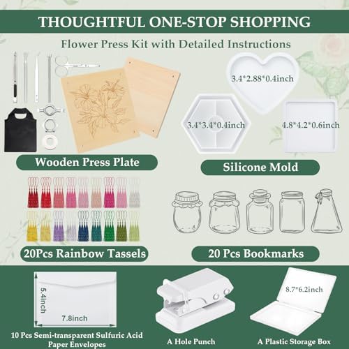 Fuyoooo 58 Pcs Large Flower Press Kit, Craft Kits 10" x 10" 10 Layer Ladies Craft Night Kit for Women, Bouquet Preservation Gift, Homemade Gift Kits for Mother's Day Spring DIY Arts - Image 2