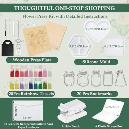 Fuyoooo 58 Pcs Large Flower Press Kit, Craft Kits 10" x 10" 10 Layer Ladies Craft Night Kit for Women, Bouquet Preservation Gift, Homemade Gift Kits for Mother's Day Spring DIY Arts - Image 2