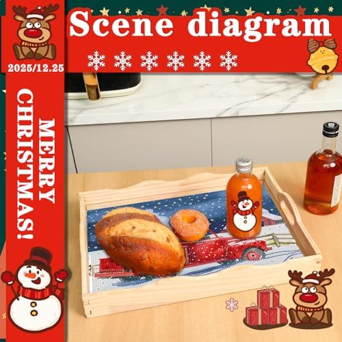 DOTSOPS Christmas Diamond Painting Serving Tray with Handle for Beginners - Image 4