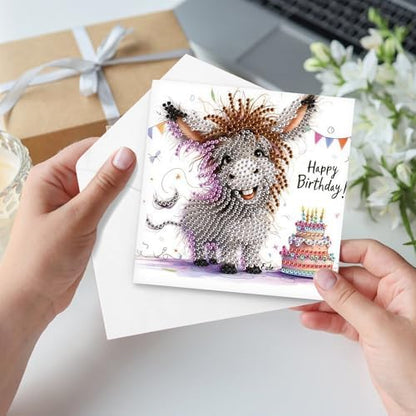 Focart 6-Pack Pets Birthday Diamond Painting Greeting Card Kits, Special Shaped Diamonds Painting, DIY Handcraft for Relatives and Friends with Wishes,Unique Design Crafting for Birthday Cards - Image 5