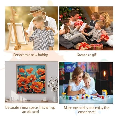 Artunion Framed Paint by Numbers Kit for Adults Beginners & Kids Ages 8-12,Red Poppy Paint by Number with Frame,Flower Adult Paint by Numbers Kit on Canvas 10 * 10 Inch Without Easel - Image 7