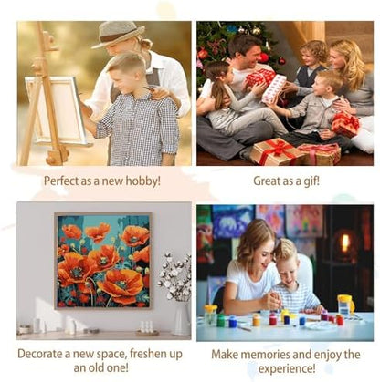 Artunion Framed Paint by Numbers Kit for Adults Beginners & Kids Ages 8-12,Red Poppy Paint by Number with Frame,Flower Adult Paint by Numbers Kit on Canvas 10 * 10 Inch Without Easel - Image 7