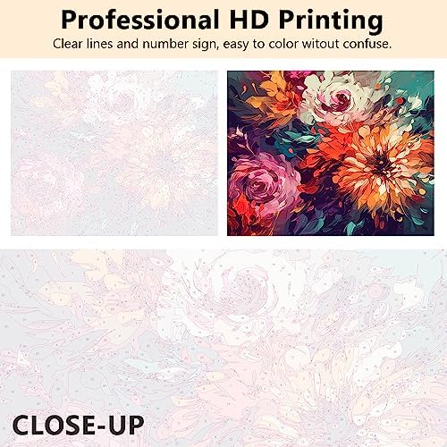 TUMOVO Paint by Number, Flowers Paint by Numbers for Adults Beginner, Chrysanthemum Oil Painting by Numbers on Canvas, Modern Painting Kit with Brushes and Pigment, 16x20 Inch - Image 2