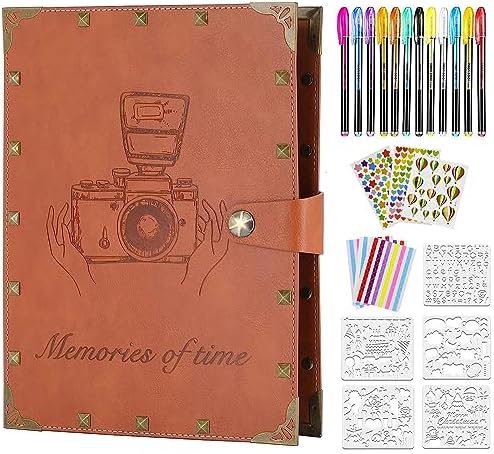 ZEEYUAN Leather Scrapbook DIY Photo Album 60 Pages Vintage Scrap Book Memory Photo Album 8.5x11 inch, Family Travelling Scrapbook Scrapbooking Kits for Couples Anniversary Birthday Gift by ZEEYUAN