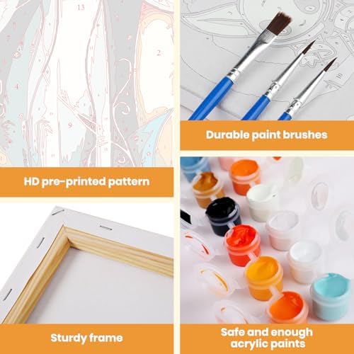 MXJSUA Three Cats Paint by Numbers Kit with Frame for Adults, Animal Easy Beginners Paint by Number on Canvas with Easel, Acrylic Number Painting Craft Gifts for Home Decor, 8x12 inch - Image 4