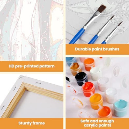 MXJSUA Three Cats Paint by Numbers Kit with Frame for Adults, Animal Easy Beginners Paint by Number on Canvas with Easel, Acrylic Number Painting Craft Gifts for Home Decor, 8x12 inch - Image 4