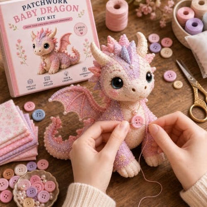 TREBIN Patchwork DIY Sewing Kit for Adults Beginners, Animal Craft Kits, Handmade Beaded Fabric Cover, Sewing Craft Kit for Home Decor Keychain Tissue Box Cover (Pearl Moon Fairies Dragon) - Image 5