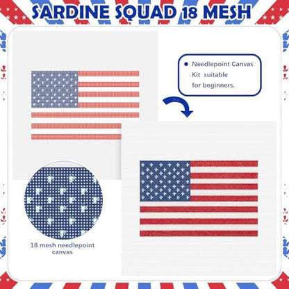 XunYee Needlepoint Canvas Kit, American Flag - Image 3