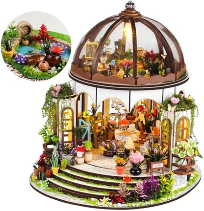 DIY Botanical Miniature House Kit with LED Light - Hanging Garden by Soothee