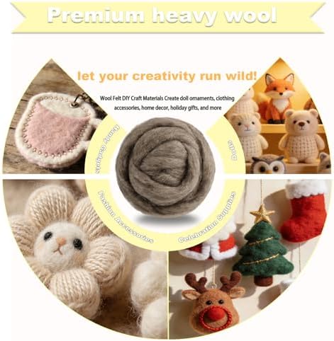 Wool Roving-3.5oz Needle Felting Wool, Soft Multi-Color Wool Fiber, Perfect Felting Wool Pure Wool, Chunky Yarn, for DIY Crafts, NeedleFelting Projects,and Artwork (Military Olive) - Image 3