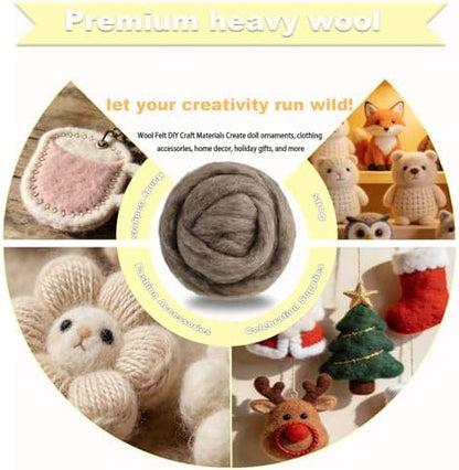 Wool Roving-3.5oz Needle Felting Wool, Soft Multi-Color Wool Fiber, Perfect Felting Wool Pure Wool, Chunky Yarn, for DIY Crafts, NeedleFelting Projects,and Artwork (Military Olive) - Image 3
