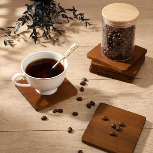 Meanplan 40 Pcs Blank Wooden Coasters, 4 x 4 x 0.28 Inch, Square, Brown - Image 7