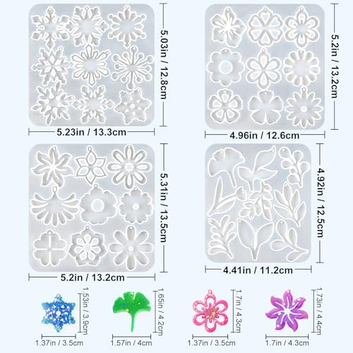 Resin Earring Mold, Set of 4 Variety Earring Casting Mold with Hole - Image 5