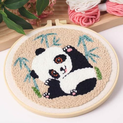 Woohome Punch Needle Kit Included Plastic Hoops, Punch Needle Cloth, Color Yarn and Punch Needle Tools for Adults, Beginners (Panda and Bamboo) - Image 4