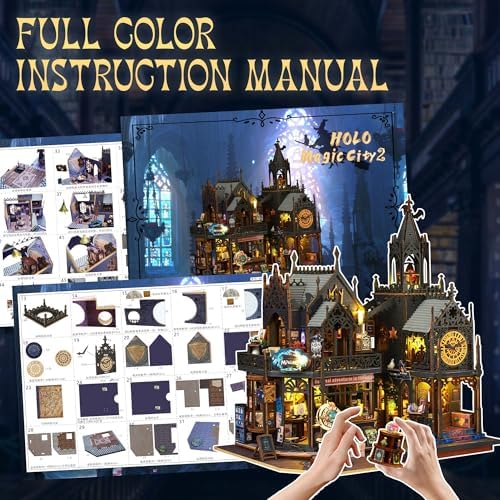 Flever Dollhouse Miniature DIY House Kit Creative Room with Furniture for Romantic Artwork Gift (Holo Magic City II) - Image 4