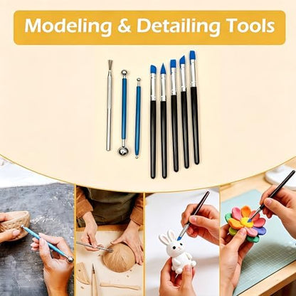 DaChihSheng 27 Pcs Clay Tools Kit Pottery Tools Polymer Clay Sculpting Tools Kit for Carving Air Dry Clay Tools Set for Adults Clay Sculpting Tools Ceramic Tools Graving Tools use for DIY Handicraft - Image 4