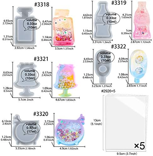 Resin Shaker Molds Set Perfume Bottle, Cola, Mike Tea, Dessert, Popsicle Silicone Trays with 5 Seal Films - Image 2