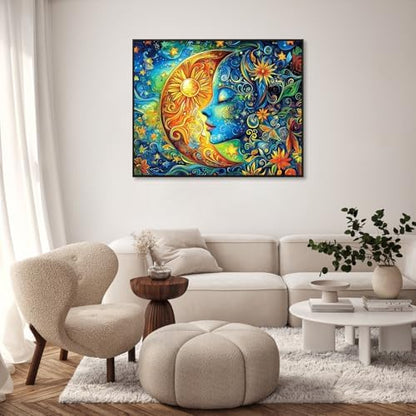 Paint by Numbers Kit for Adults, Sun and Moon Number Painting, 16 x 20 Inch - Image 2