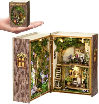 Mini 3D Wooden Doll House Craft Model with LED,DIY Miniature and Furniture Dollhouse Kit,Creative Room Idea for Valentine's Day Birthday Gift (Forest Wonderland) by Montidey