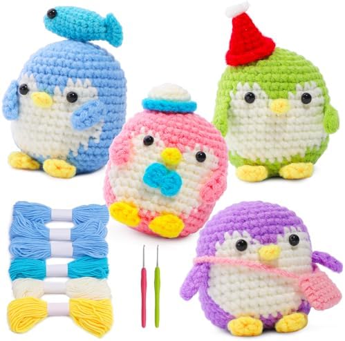 IMZAY 4 Pack Crochet Kit for Beginners Crochet Kits Crochet Animals Kit by Imzay