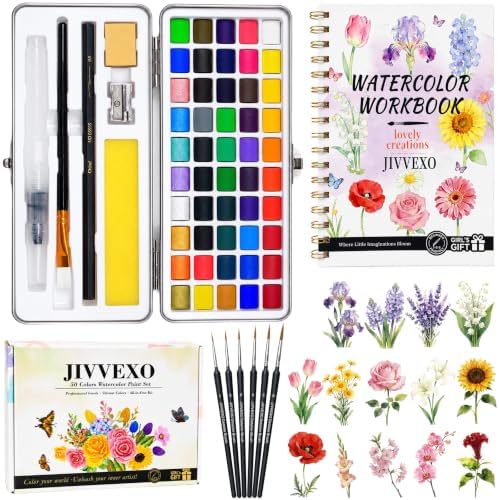 50 Colors Watercolor Paint Set with Watercolor Workbook for Adults by Unknown
