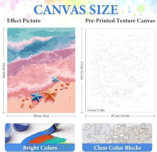 ZRIZQ Paint by Numbers Kit for Adults Beginner,Beach Scenery,16x20 - Image 2